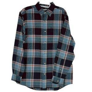 RedHead Mens Ultimate Flannel Long-Sleeve Button Down Shirt in Navy Blue Size M